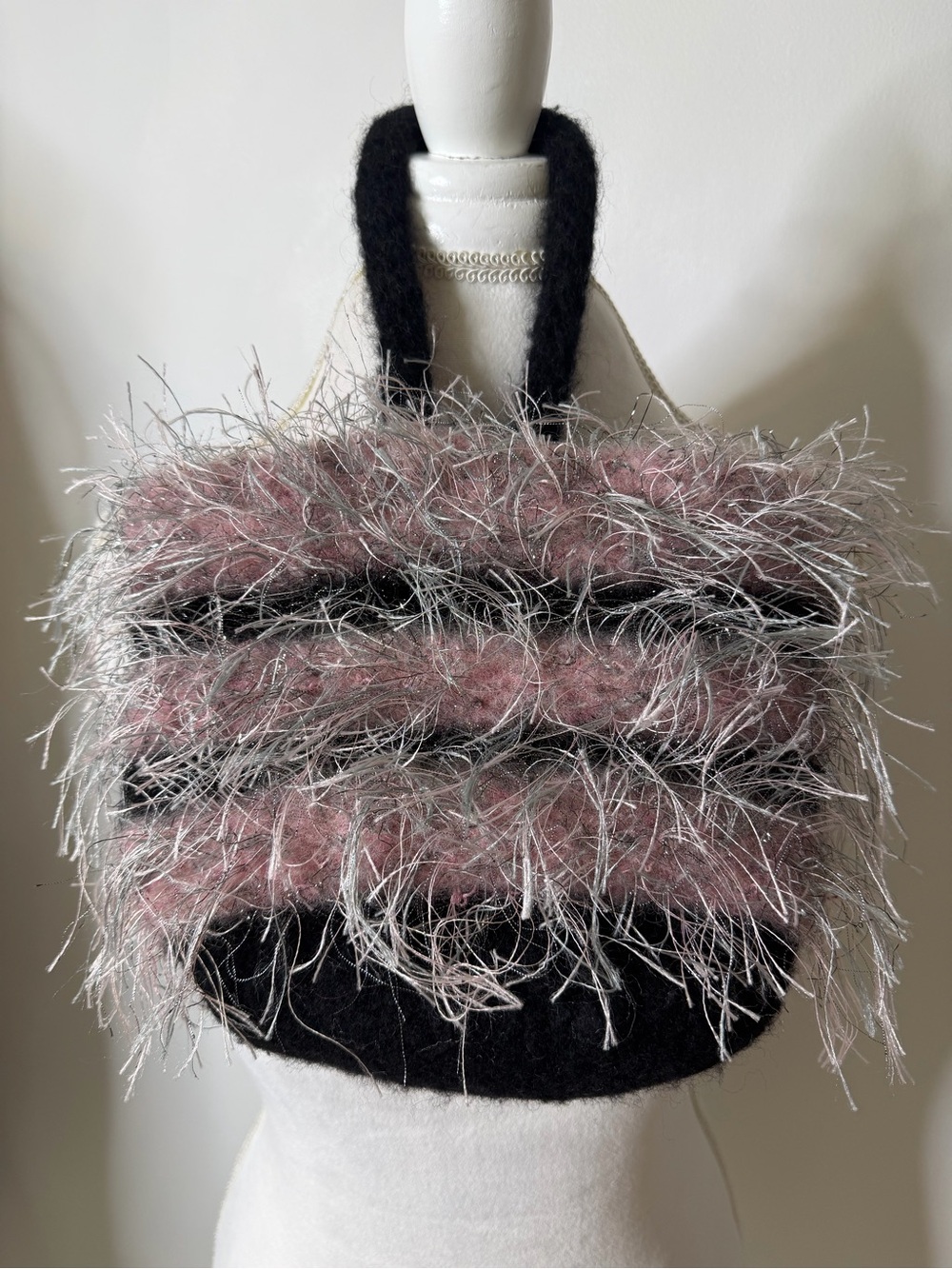 Pink & Black Feather-Texture Satchel - Women's Fashion Tote